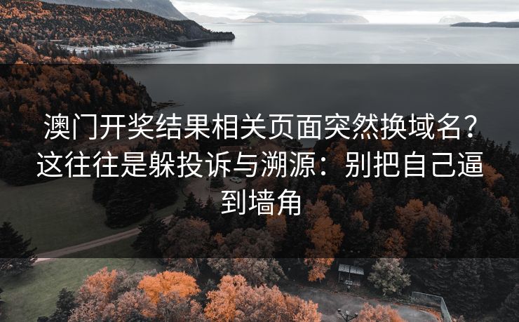 澳门开奖结果相关页面突然换域名？这往往是躲投诉与溯源：别把自己逼到墙角